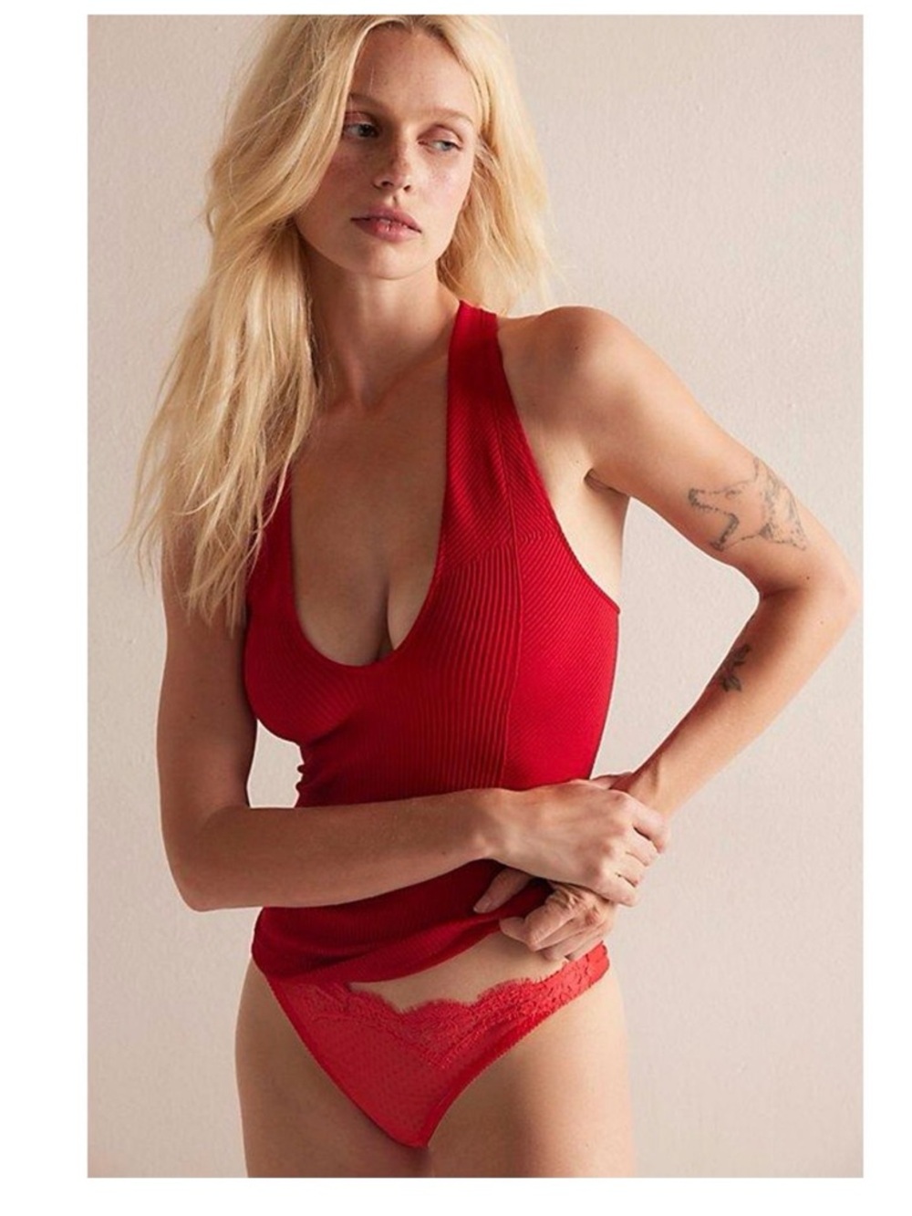 Free People Intimately Sleek Ribbed Plunge Tank